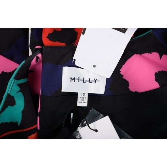 Milly Womens Atalie Sheath Dress Sz 12 MultiColor Poppy Floral Short Sleeve NWT - Picture 6 of 6